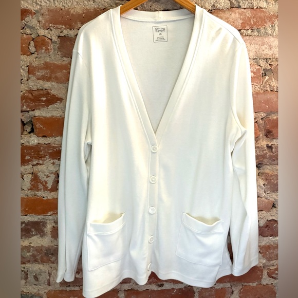 Hastings & Smith White Knit Cardigan Sweater - Picture 1 of 1